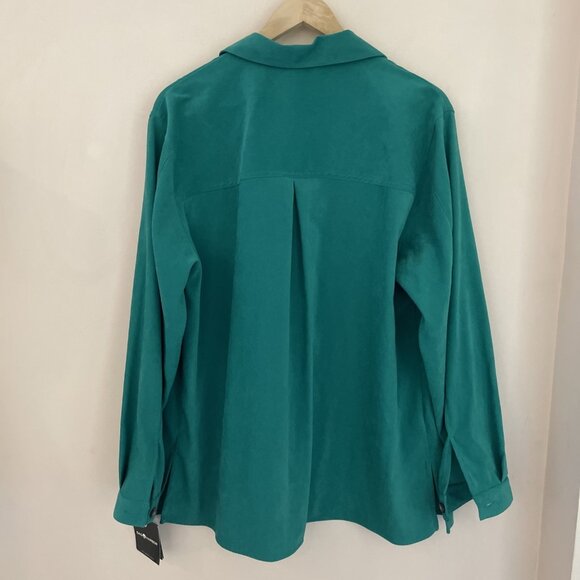 VTG 90s Sag Harbor Women's Shirt Shacket Size 18 Kelly Green Brushed Twill NWT - Picture 7 of 12